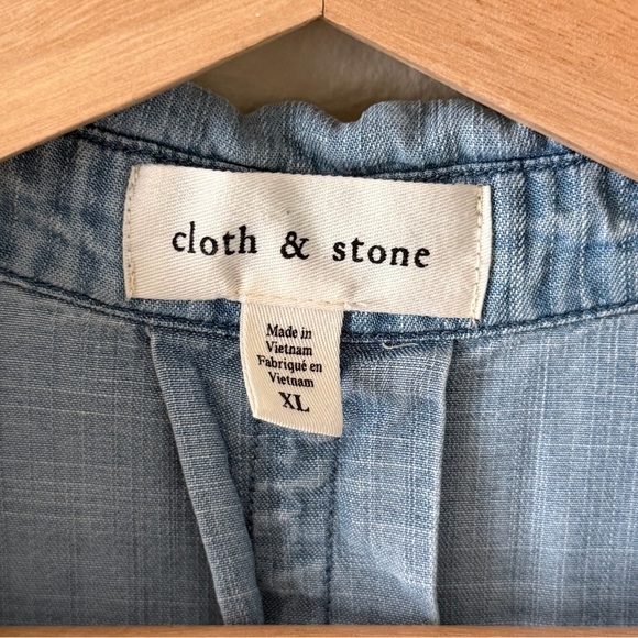 Anthropologie Cloth And Stone Breezy Button Chambray Short Sleeve Shirt Size XL - Picture 6 of 8